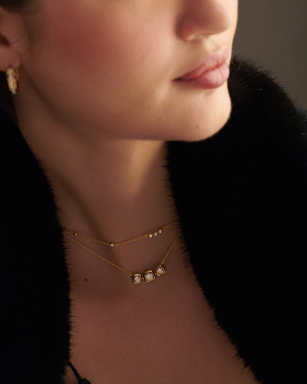 Three Stone Solitaire Necklace, 14K Gold Vermeil, 1 ct Lab Grown Diamond-6