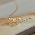 Three Stone Solitaire Necklace, 14K Gold Vermeil, 1 ct Lab Grown Diamond-5
