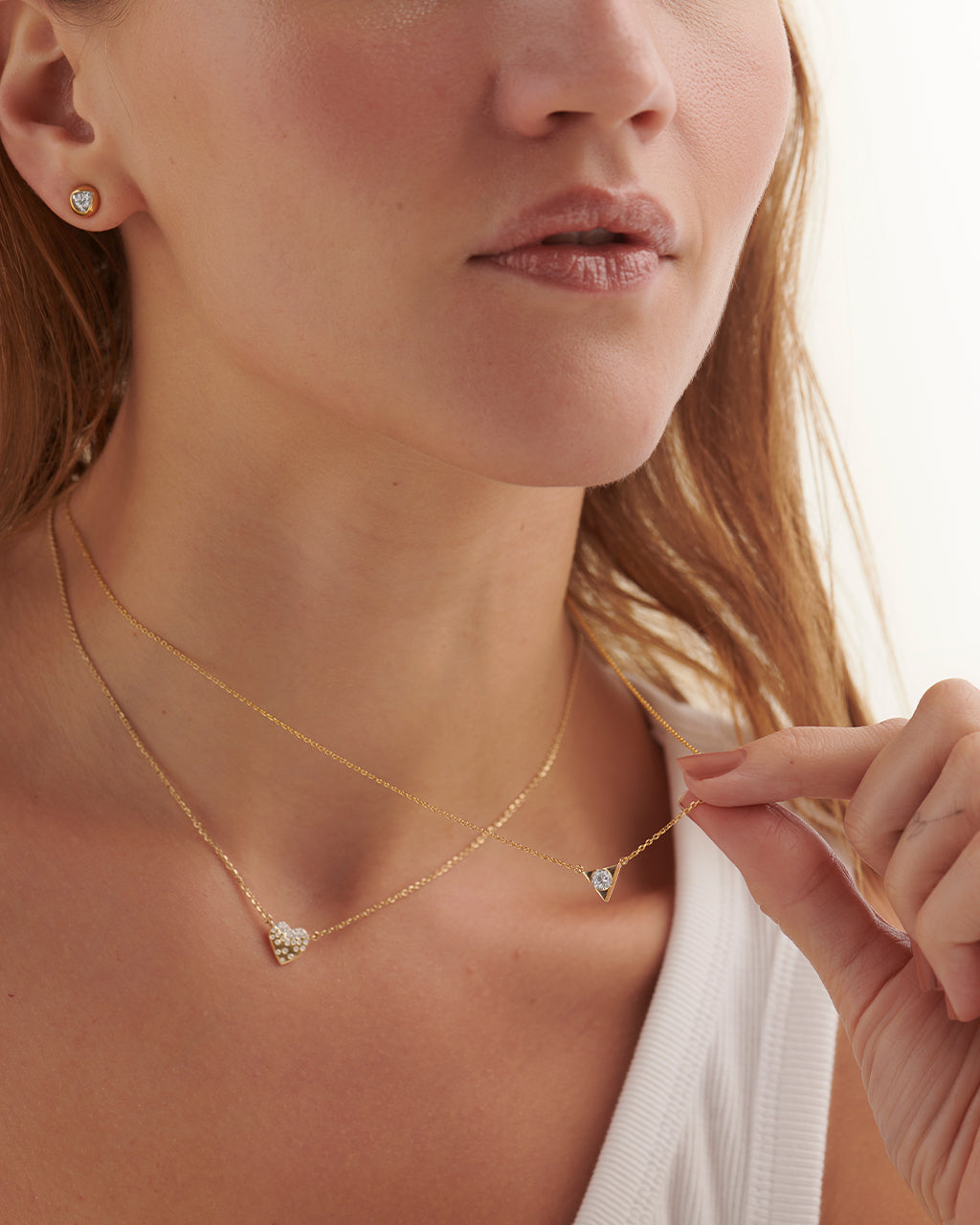 V Solitaire Necklace, 14K Solid Gold, 1/3 ct Lab Grown Diamond-4