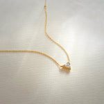 V Solitaire Necklace, 14K Solid Gold, 1/3 ct Lab Grown Diamond-1