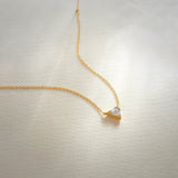 V Solitaire Necklace, 14K Solid Gold, 1/3 ct Lab Grown Diamond-1