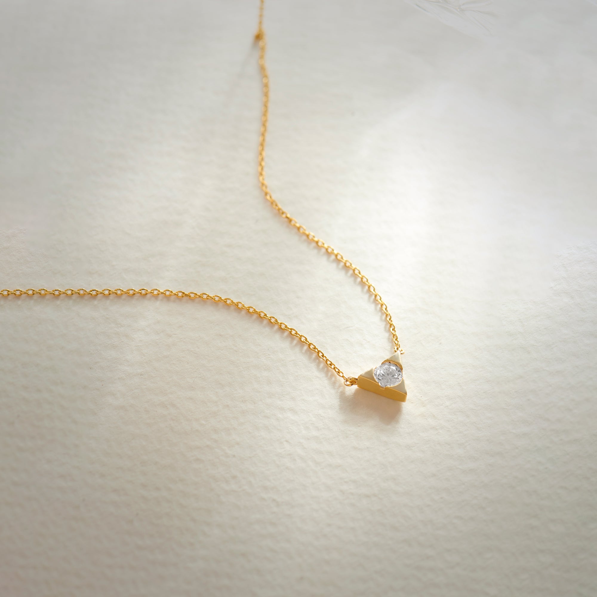 V Solitaire Necklace, 14K Solid Gold, 1/3 ct Lab Grown Diamond-1