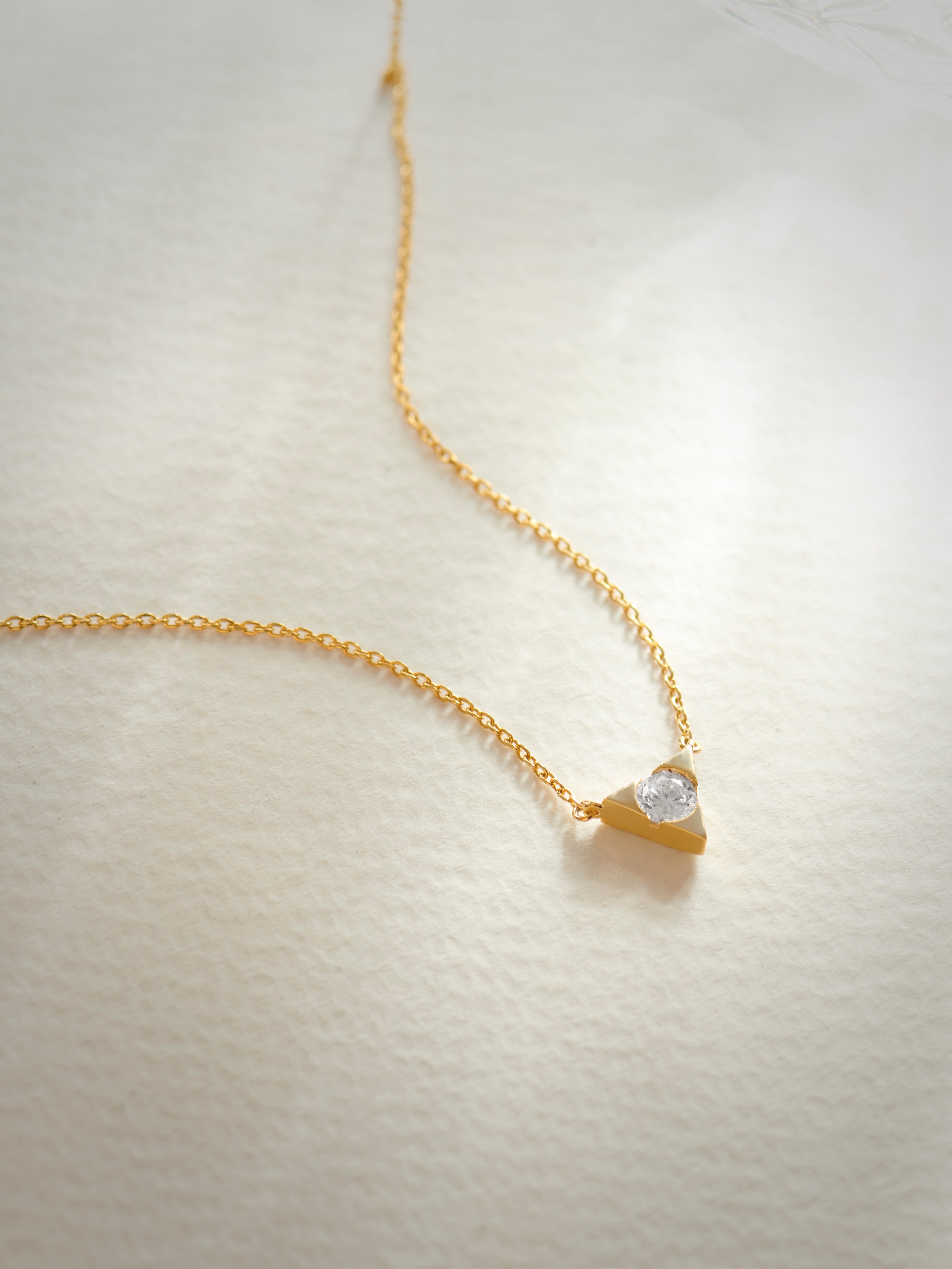 V Solitaire Necklace, 14K Gold Vermeil, 1/3 ct Lab Grown Diamond-6