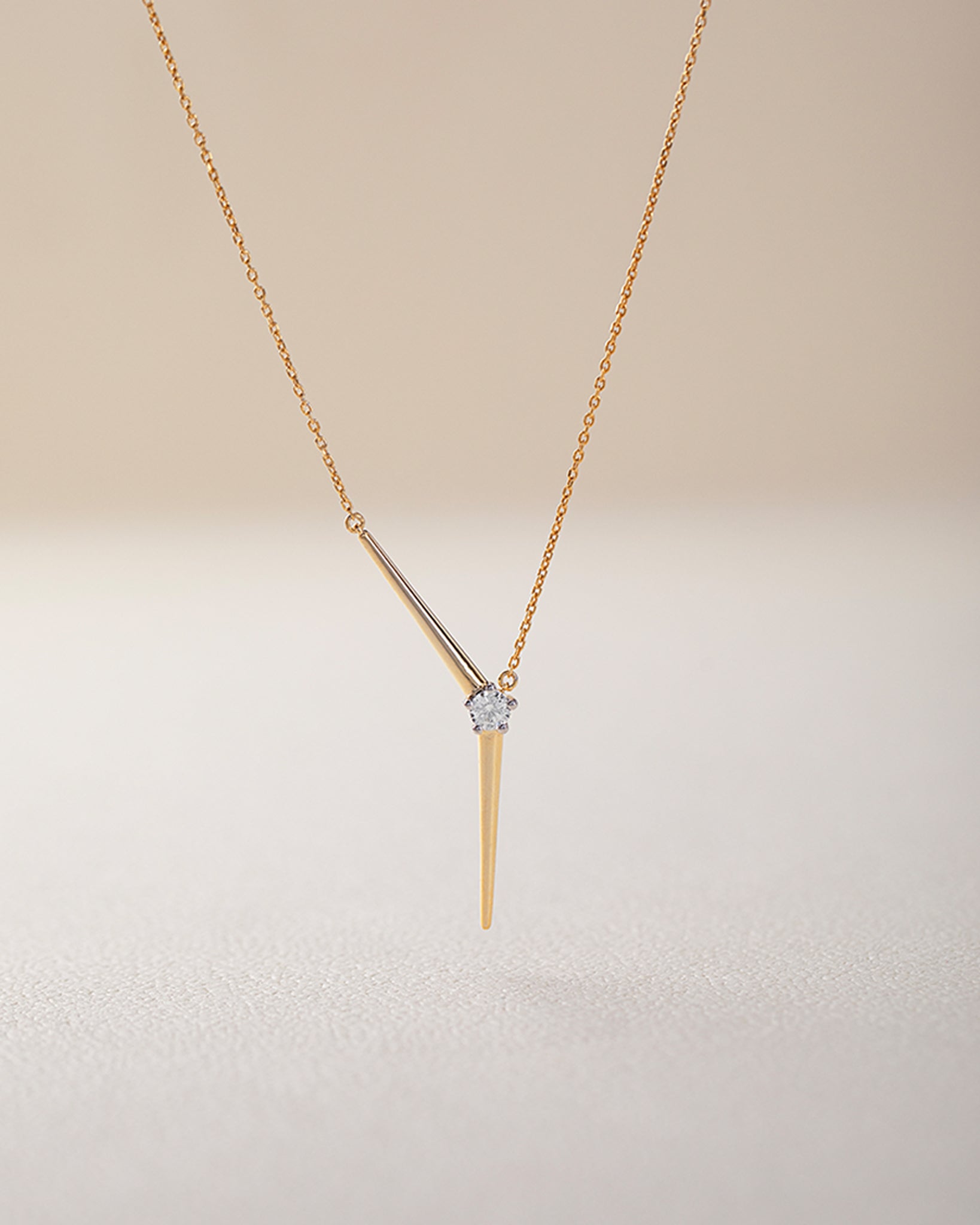 Y Solitaire Lariat Necklace, 14K Solid Gold, 1/4 ct Lab Grown Diamond-5