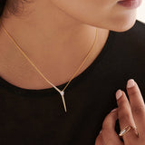 Y Solitaire Lariat Necklace, 14K Solid Gold, 1/4 ct Lab Grown Diamond-2