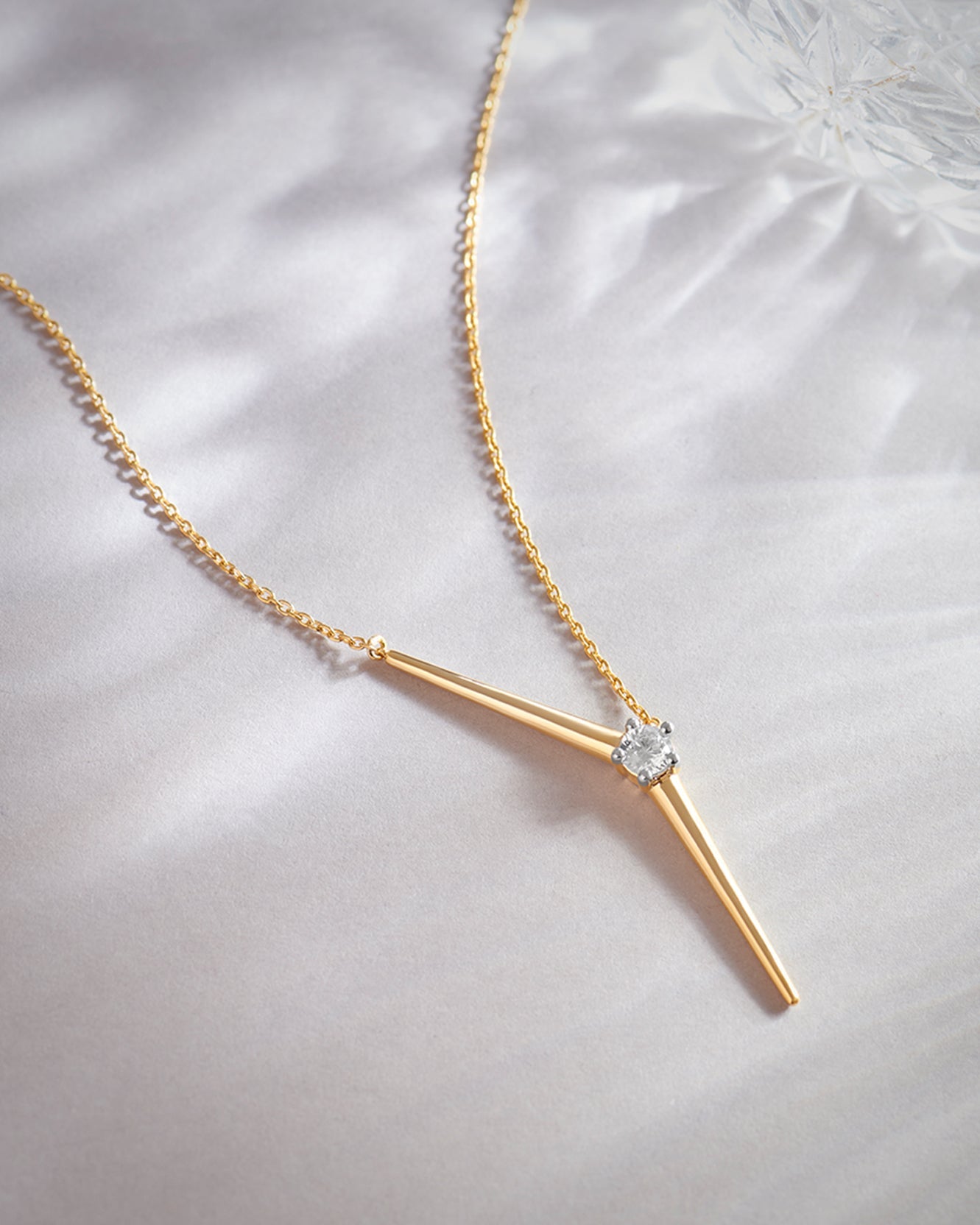 Y Solitaire Lariat Necklace, 14K Gold Vermeil, 1/4 ct Lab Grown Diamond-6