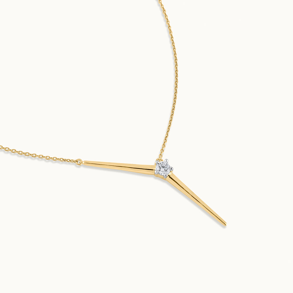 Y Solitaire Lariat Necklace, 14K Solid Gold, 1/4 ct Lab Grown Diamond-3