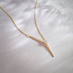 Y Solitaire Lariat Necklace, 14K Solid Gold, 1/4 ct Lab Grown Diamond-1