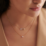 Emerald Solitaire Necklace, 14K Gold Vermeil, 1/3 ct Lab Grown Diamond-4