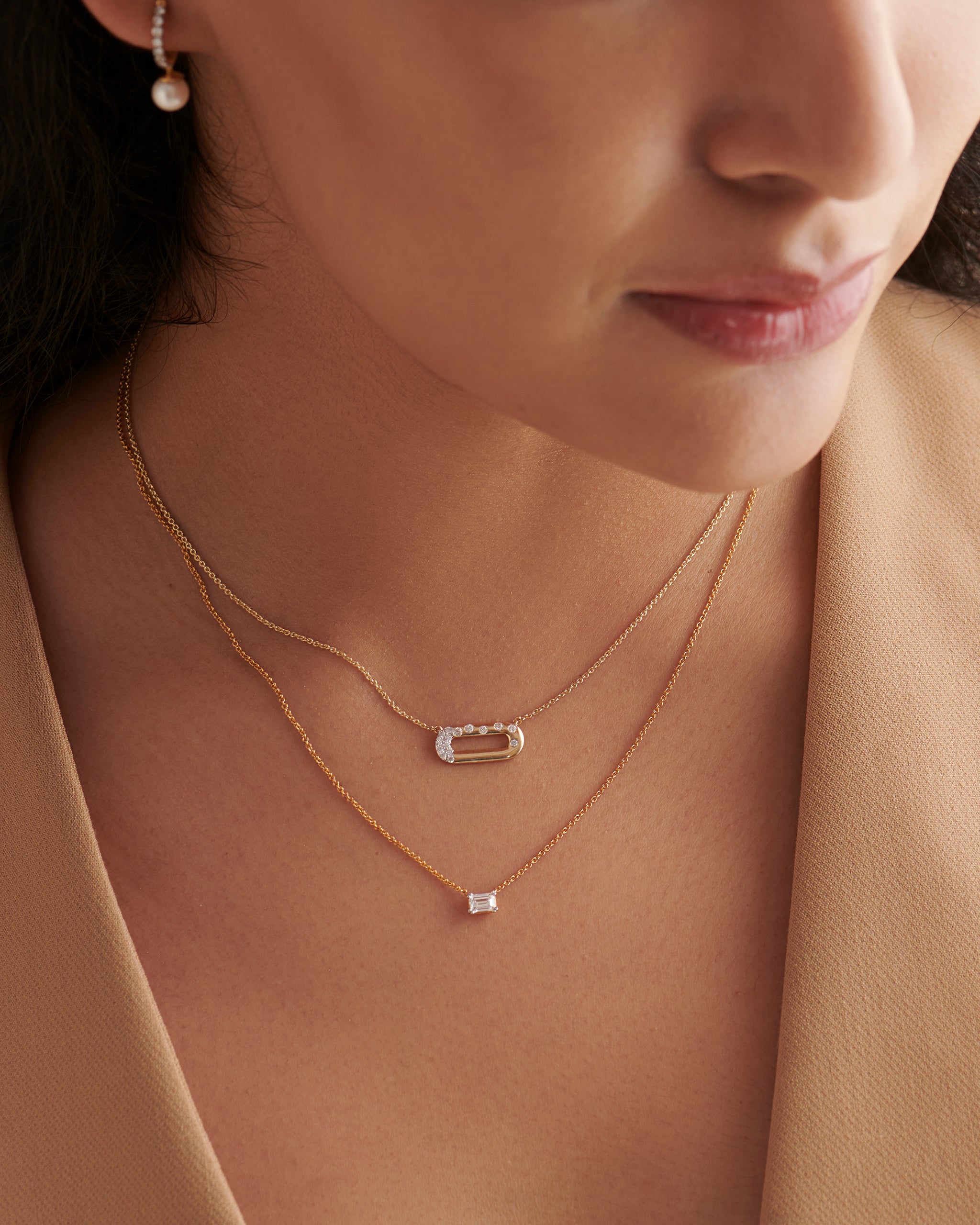 Emerald Solitaire Necklace, 14K Solid Gold, 1/3 ct Lab Grown Diamond-4