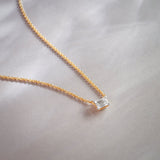 Emerald Solitaire Necklace, 14K Solid Gold, 1/3 ct Lab Grown Diamond-6
