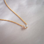 Emerald Solitaire Necklace, 14K Gold Vermeil, 1/3 ct Lab Grown Diamond-1