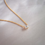 Emerald Solitaire Necklace, 14K Gold Vermeil, 1/3 ct Lab Grown Diamond-1