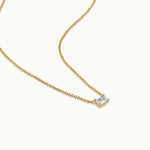 Emerald Solitaire Necklace, 14K Gold Vermeil, 1/3 ct Lab Grown Diamond-3