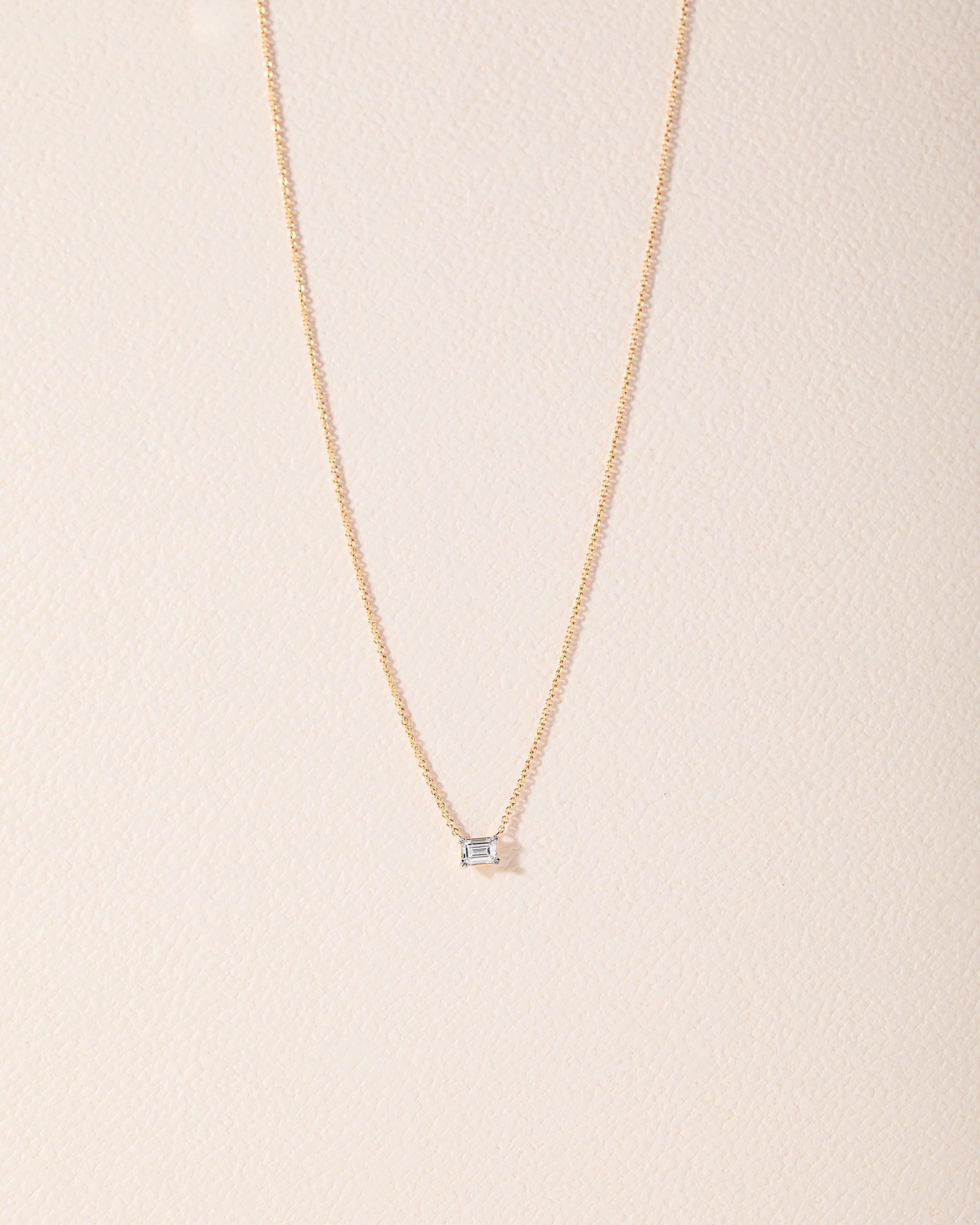 Emerald Solitaire Necklace, 14K Solid Gold, 1/3 ct Lab Grown Diamond-5