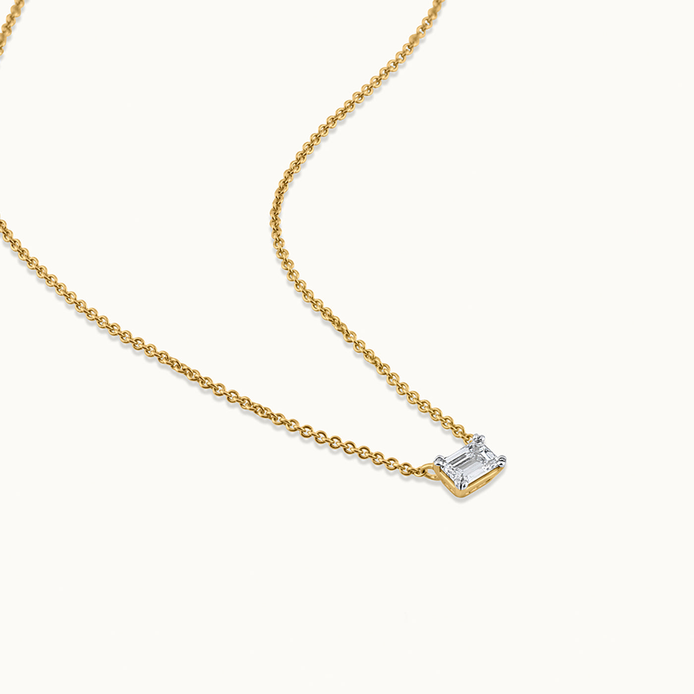 Emerald Solitaire Necklace, 14K Solid Gold, 1/3 ct Lab Grown Diamond-3
