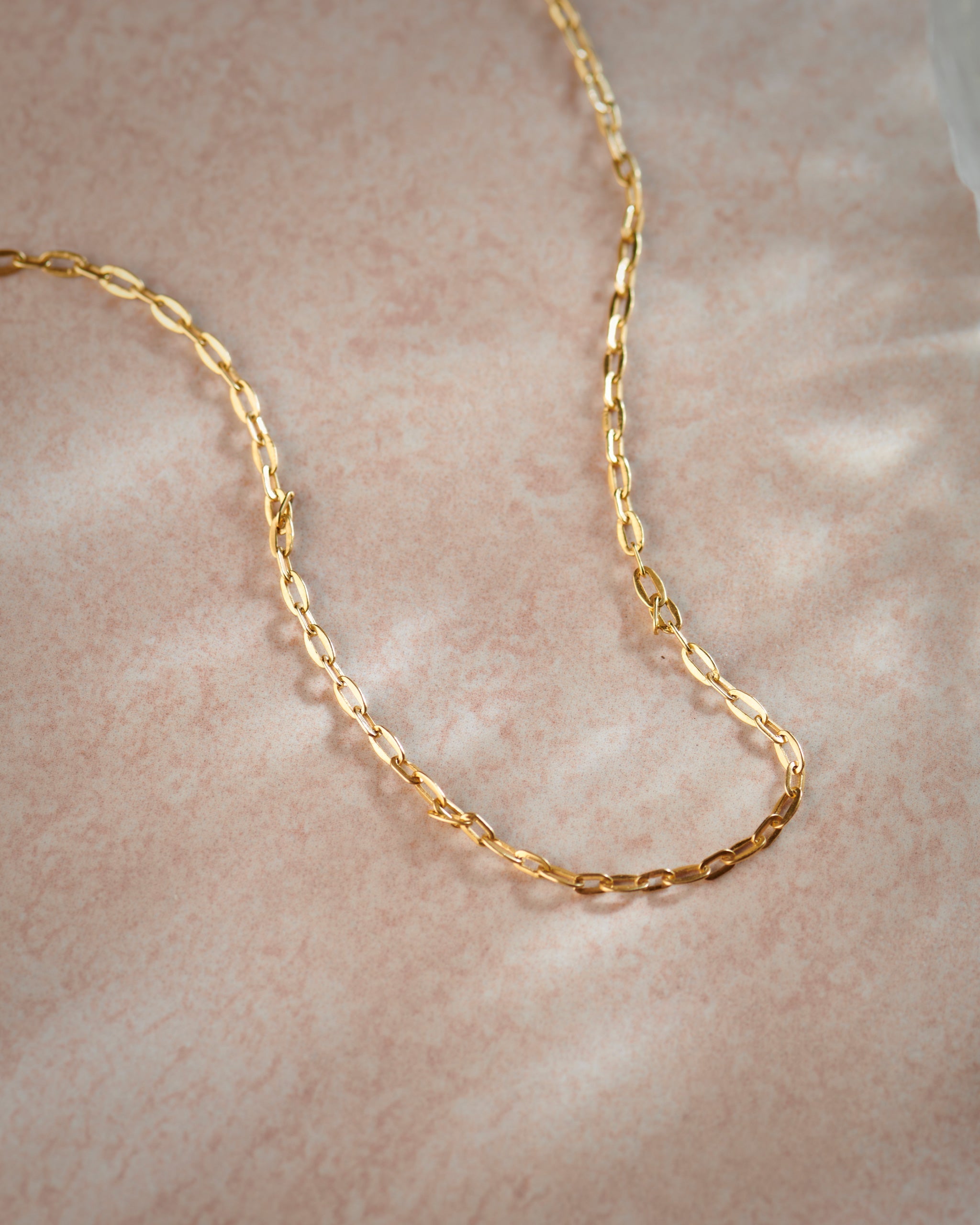 Paperclip Yellow Thin Chain Necklace, 14K Solid Gold-6
