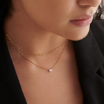 Paperclip Yellow Thin Chain Necklace, 14K Solid Gold-2