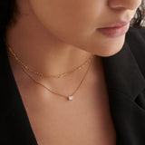 Paperclip Yellow Thin Chain Necklace, 14K Solid Gold-2