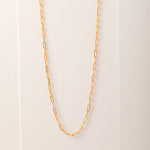 Paperclip Yellow Thin Chain Necklace, 14K Solid Gold-5