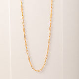 Paperclip Yellow Thin Chain Necklace, 14K Solid Gold-5
