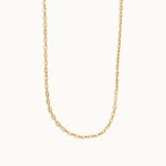 Paperclip Yellow Thin Chain Necklace, 14K Solid Gold-3
