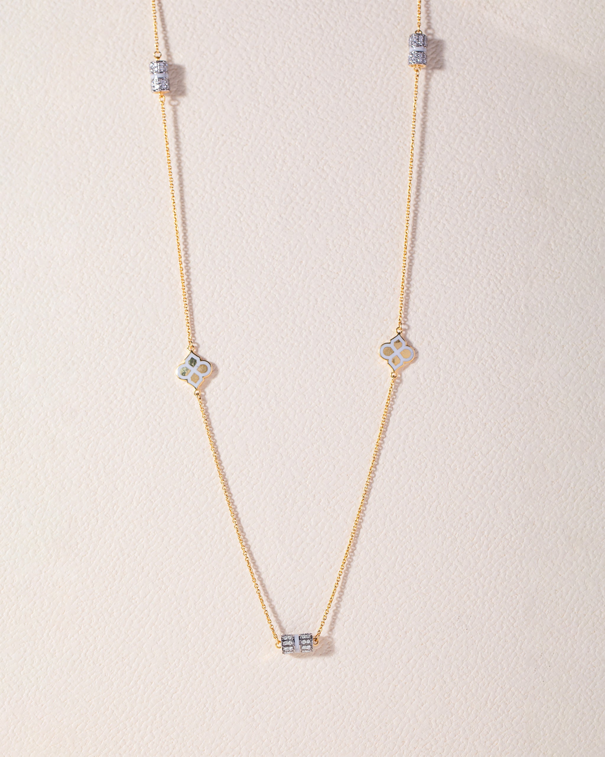 White Cera Diamond Long Necklace, 14K Gold Vermeil, 5/8 ct Lab Grown Diamond-2