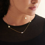 White Cera Diamond Long Necklace, 14K Gold Vermeil, 5/8 ct Lab Grown Diamond-3