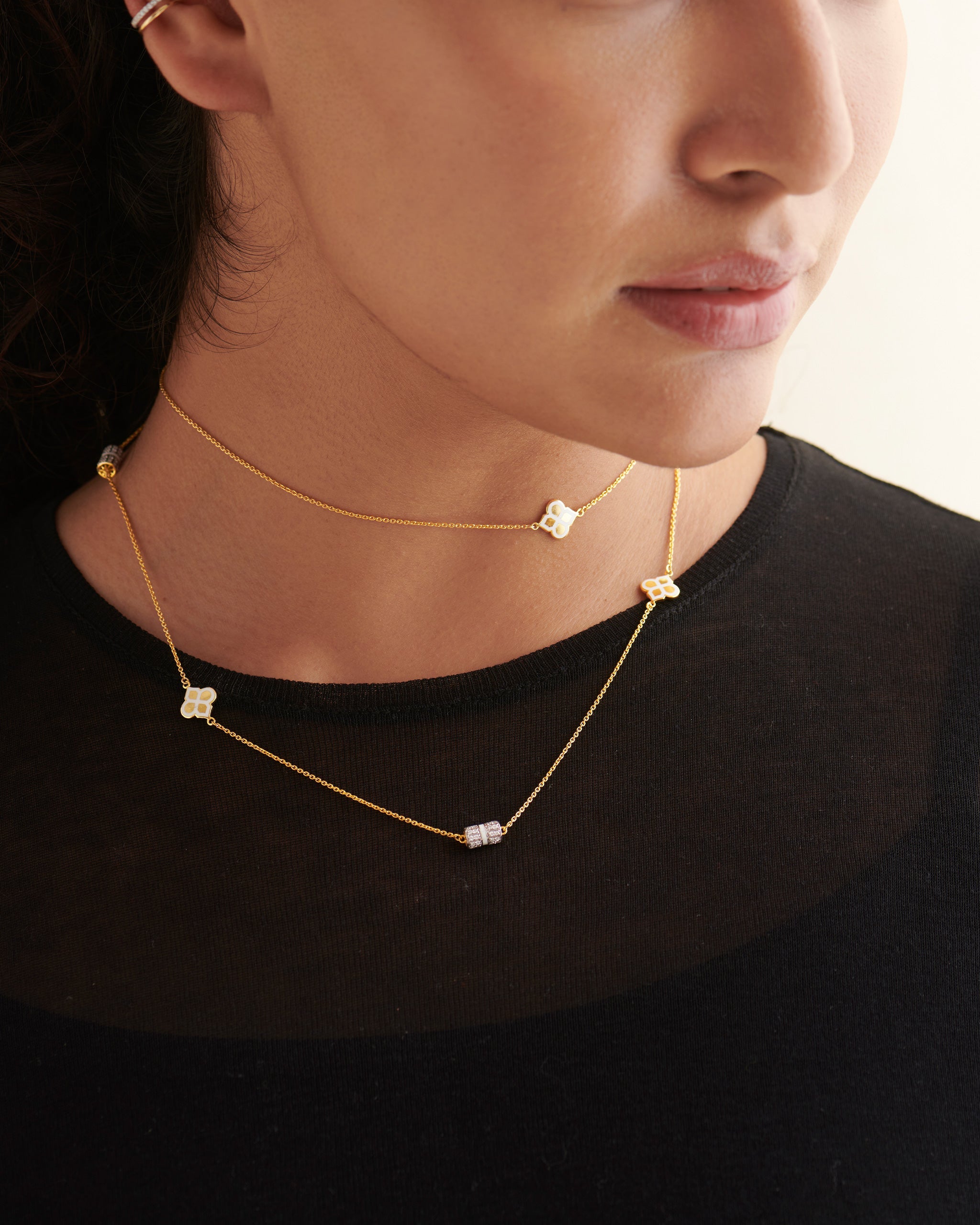 White Cera Diamond Long Necklace, 14K Gold Vermeil, 5/8 ct Lab Grown Diamond-3