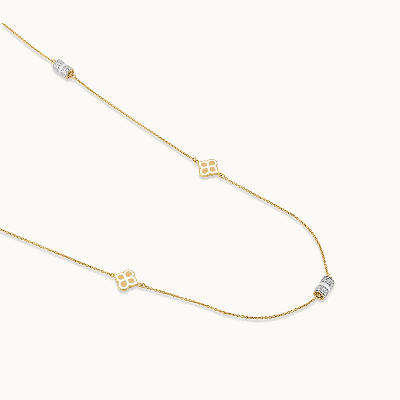 White Cera Diamond Long Necklace