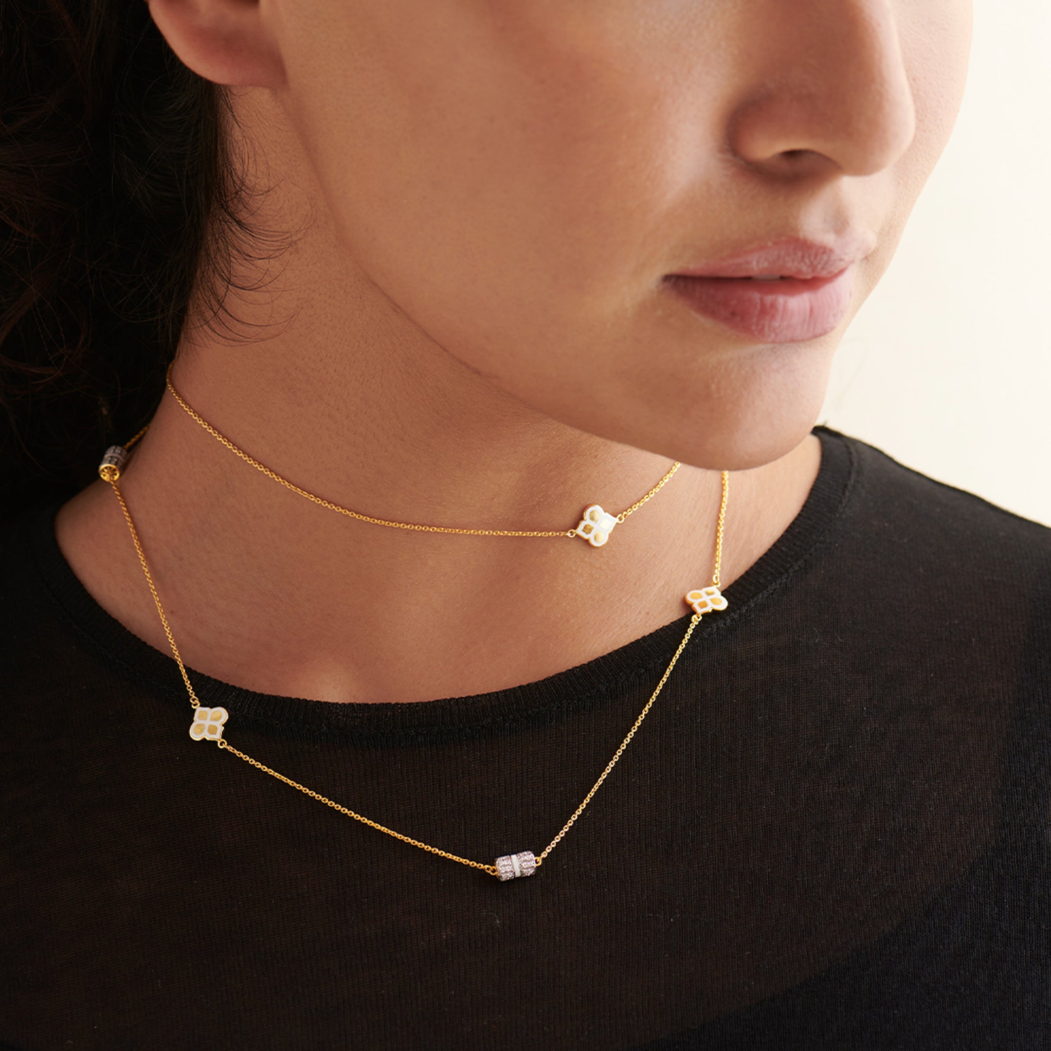 White Cera Diamond Long Necklace, 14K Gold Vermeil, 5/8 ct Lab Grown Diamond-1