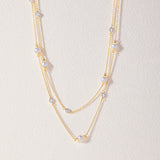 Station Pearl Diamond Long Necklace