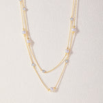 Station Pearl Diamond Long Necklace, 14K Solid Gold, 5/8 ct Lab Grown Diamond-3