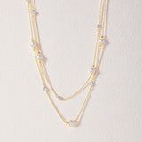 Station Pearl Diamond Long Necklace, 14K Solid Gold, 5/8 ct Lab Grown Diamond-3
