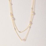 Station Pearl Diamond Long Necklace, 14K Gold Vermeil, 5/8 ct Lab Grown Diamond-3
