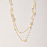 Station Pearl Diamond Long Necklace, 14K Gold Vermeil, 5/8 ct Lab Grown Diamond-3
