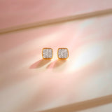 Square Cluster Diamond Small Earrings, 14K Solid Gold, 1/3 ct Lab Grown Diamond-1