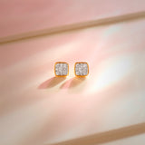 Square Cluster Diamond Small Earrings