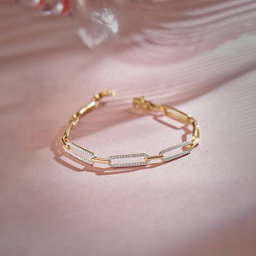 Pave Diamond Paperclip Bracelet