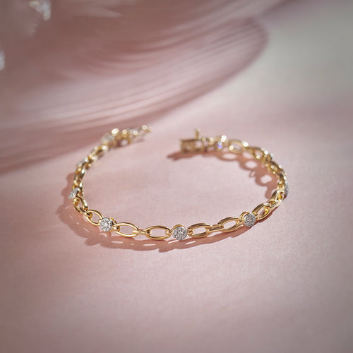 Round Cluster Diamond Link Bracelet