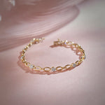 Round Cluster Diamond Link Bracelet, 14K Solid Gold, 1/2 ct Lab Grown Diamond-1