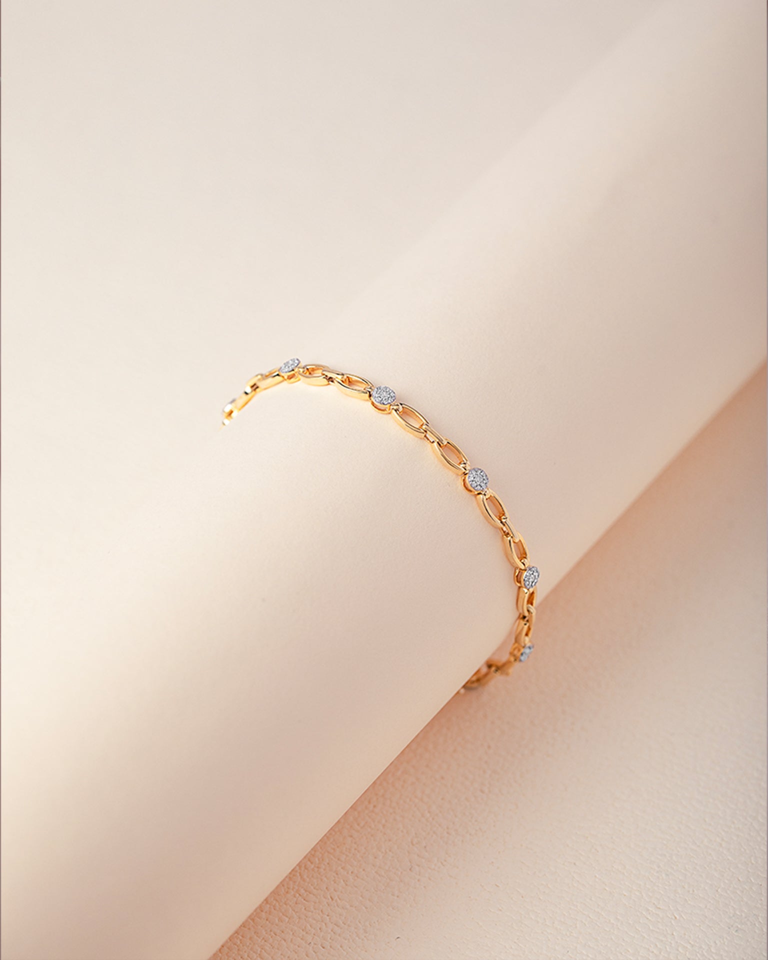 Round Cluster Diamond Link Bracelet, 14K Solid Gold, 1/2 ct Lab Grown Diamond-5