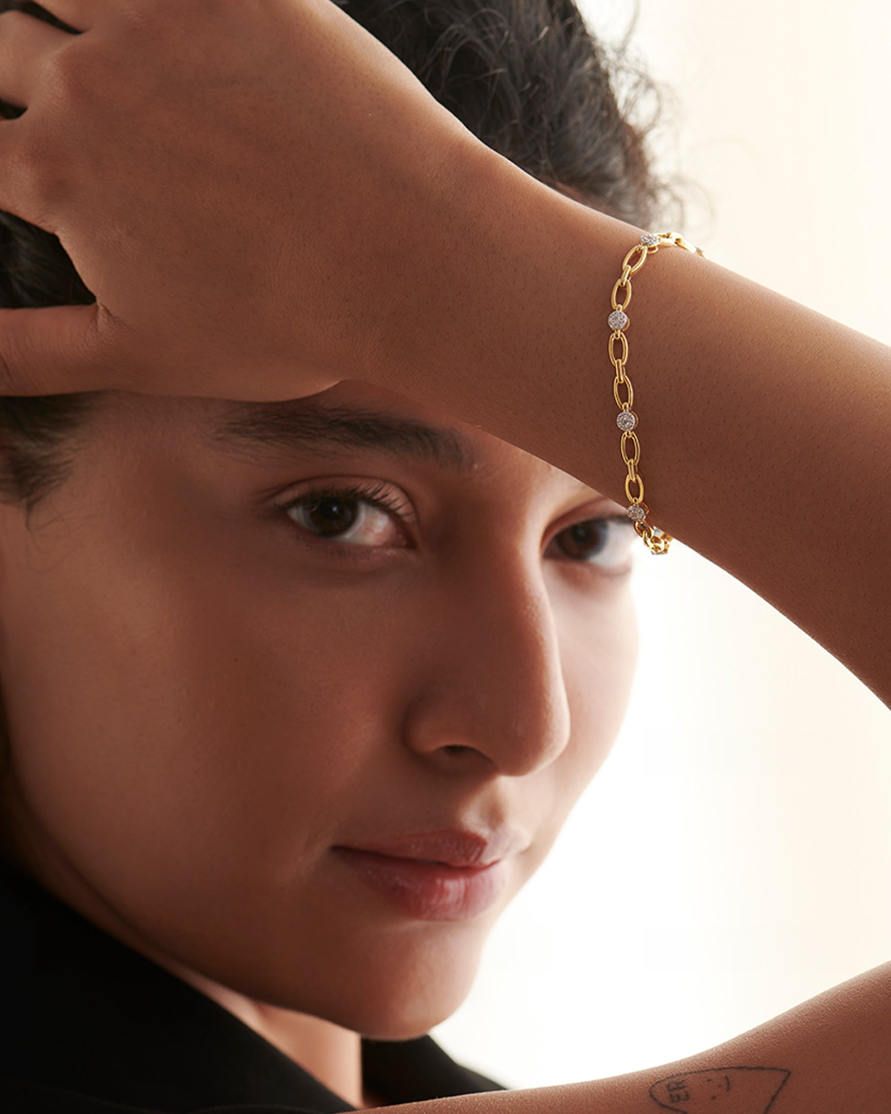 Round Cluster Diamond Link Bracelet, 14K Gold Vermeil, 1/2 ct Lab Grown Diamond-2