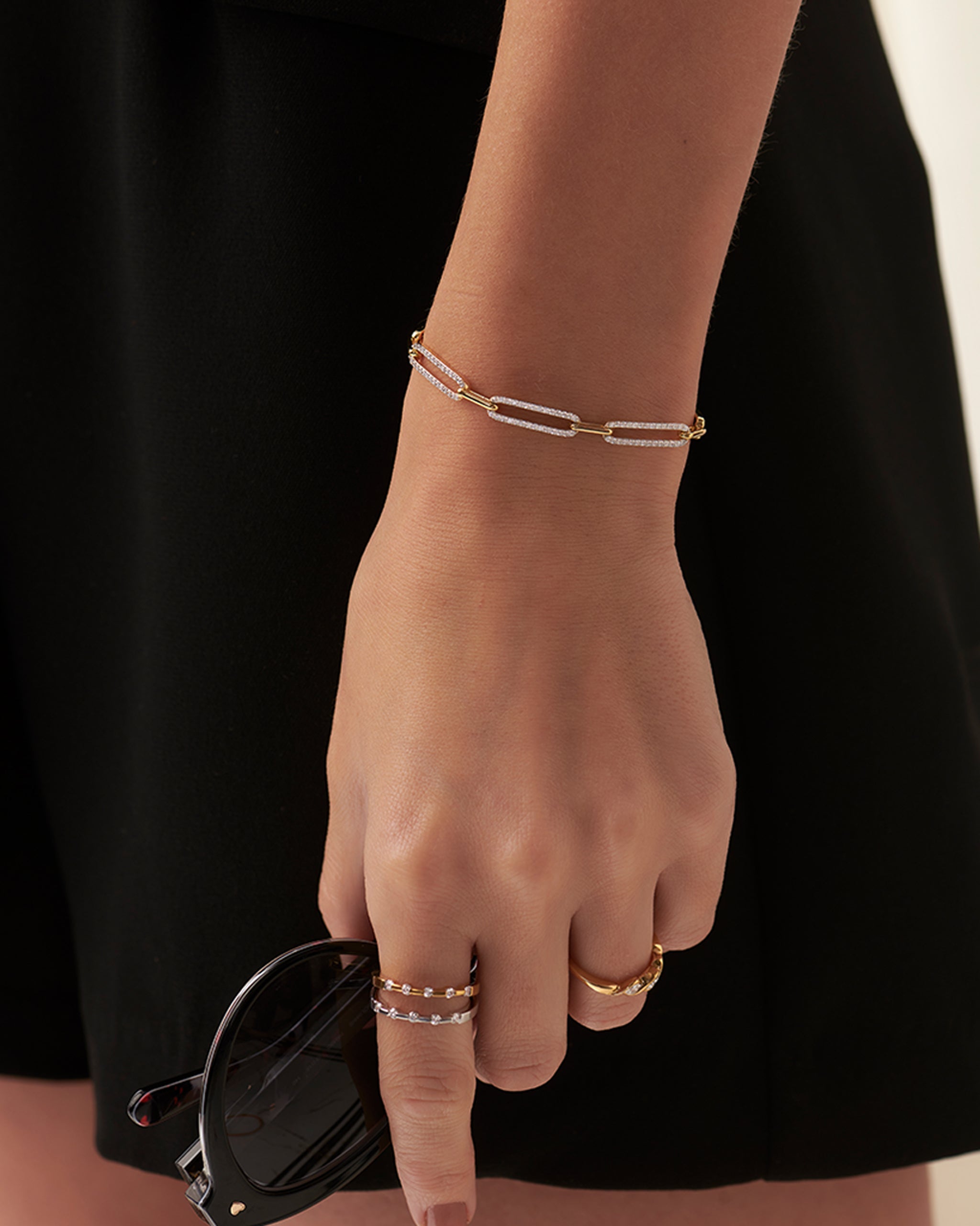 Pave Diamond Paperclip Bracelet, 14K Gold Vermeil, 1/2 ct Lab Grown Diamond-2