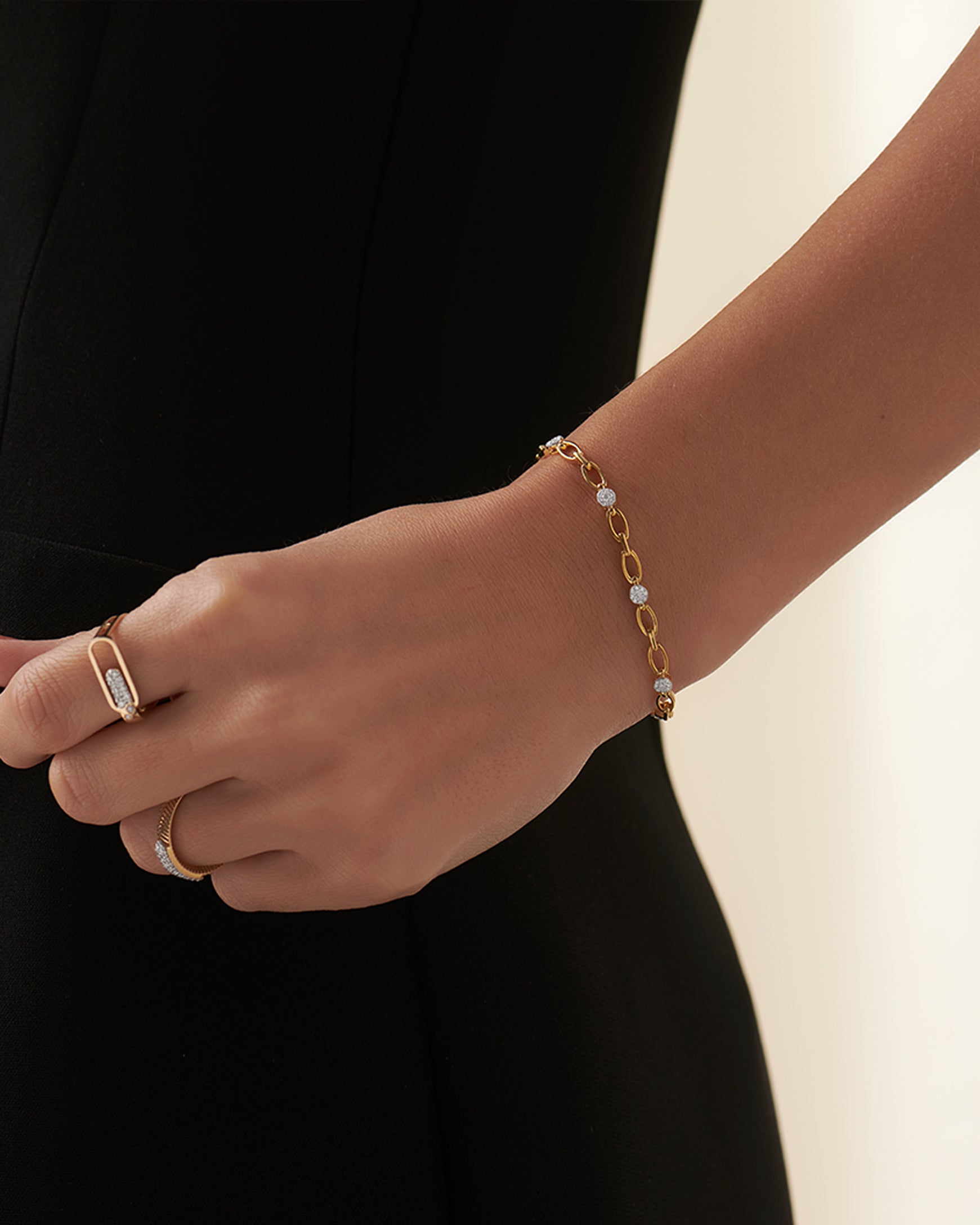 Round Cluster Diamond Link Bracelet, 14K Solid Gold, 1/2 ct Lab Grown Diamond-4