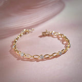 Round Cluster Diamond Link Bracelet, 14K Solid Gold, 1/2 ct Lab Grown Diamond-6