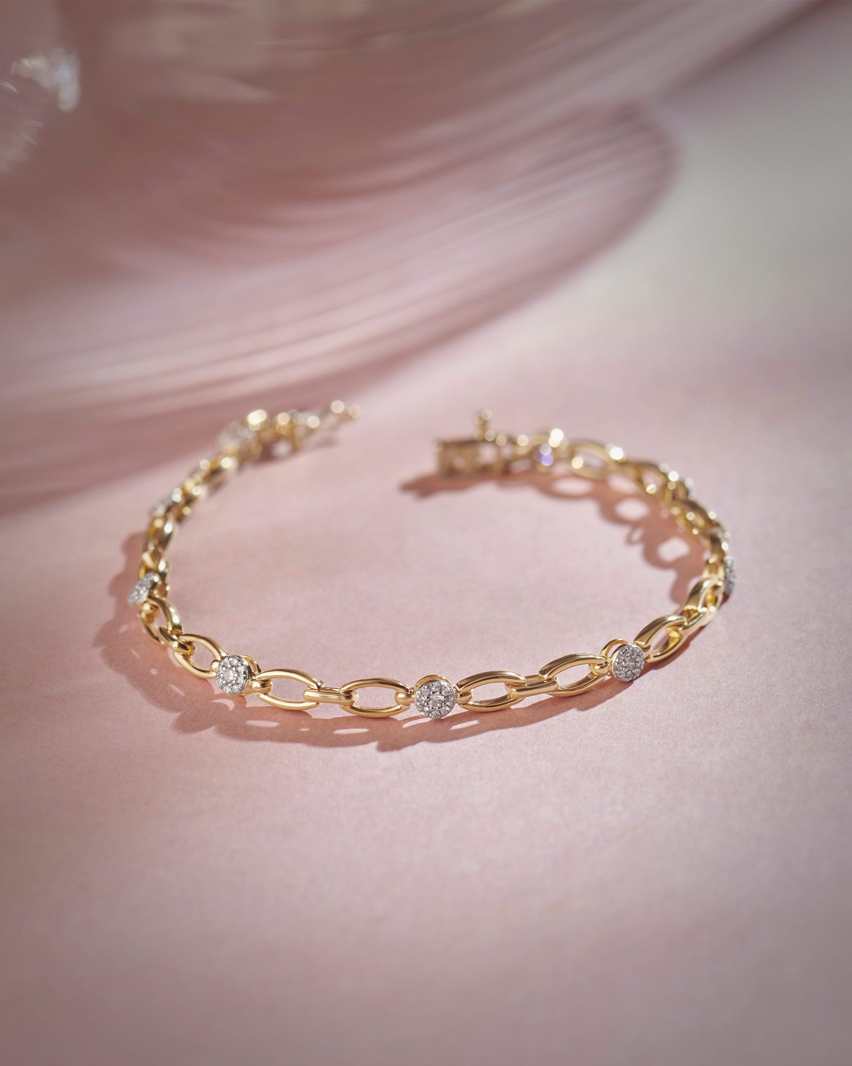 Round Cluster Diamond Link Bracelet, 14K Solid Gold, 1/2 ct Lab Grown Diamond-6