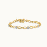 Round Cluster Diamond Link Bracelet, 14K Gold Vermeil, 1/2 ct Lab Grown Diamond-3