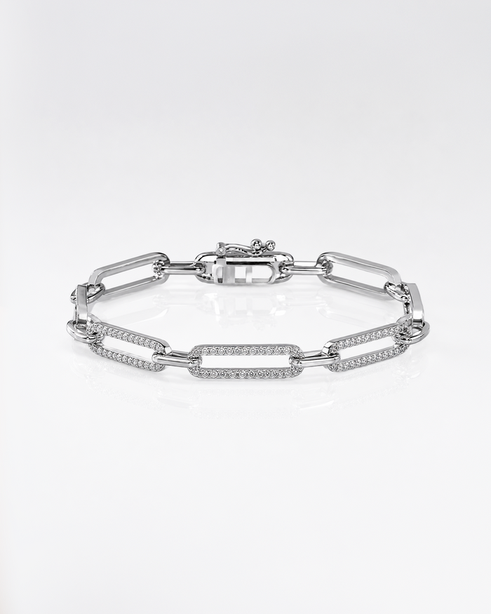 Pave Diamond Paperclip Bracelet