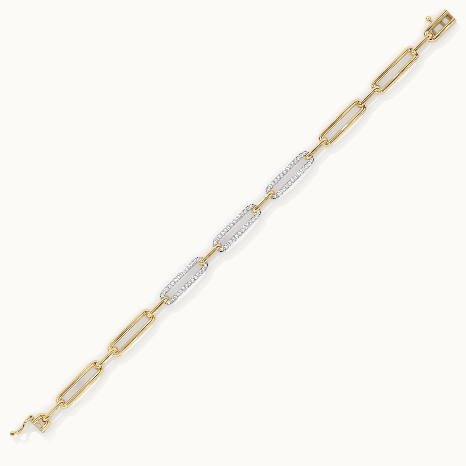 Pave Diamond Paperclip Bracelet, 14K Gold Vermeil, 1/2 ct Lab Grown Diamond-6